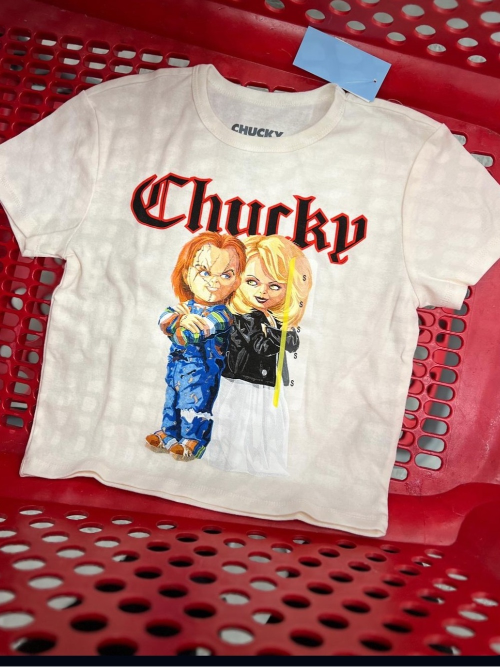 Women’s Chucky Graphic Cropped Tee - L/XL EUC
